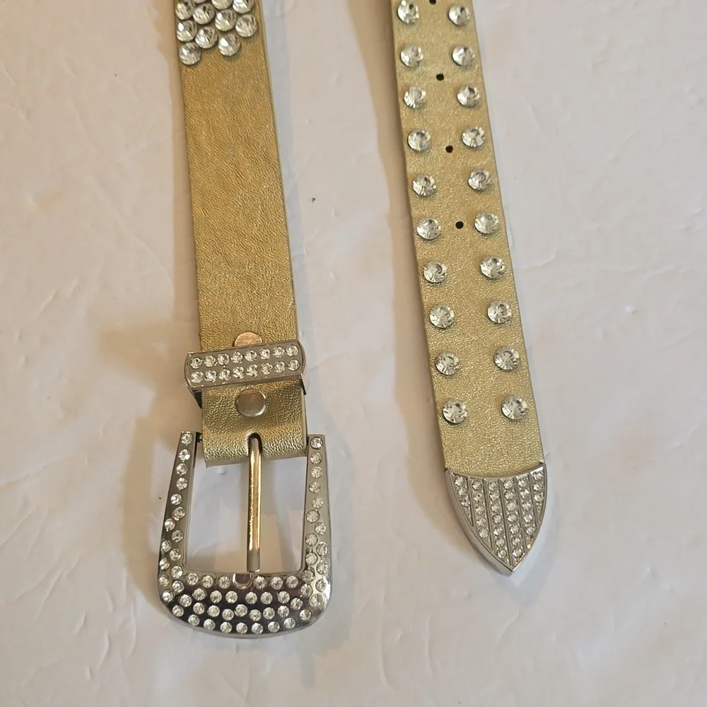 MMS Design Sudio Womens Gold Sparkle Bling rhinestone Belt western Sz.L/XL